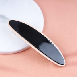 Dervivea French Black Hairclip Barrette Oval Resin Hair Barrette Clip Minimalist Ponytail Holder Hair Clip Large Oval Hair Clips Decorative Hair Accessories for Women and Girls Headdress