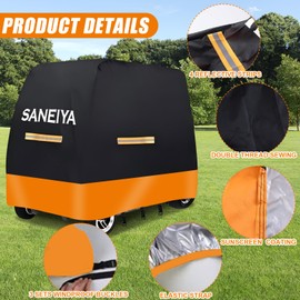 Mobility Scooter Covers for Outside Storage, 210D Oxford Dual Color Patchwork Logo Rain Cover Waterproof, Elastic Strap and Reflective, 3 Buckles with Storage Bag (140 * 66 * 91cm) (140x66x91)