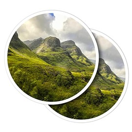 Vinyl Round Stickers (Set of 2) 10cm - Three Sisters Mountains Scotland for Laptops, Tablets, Luggage, Scrap Booking, Fridges #52274