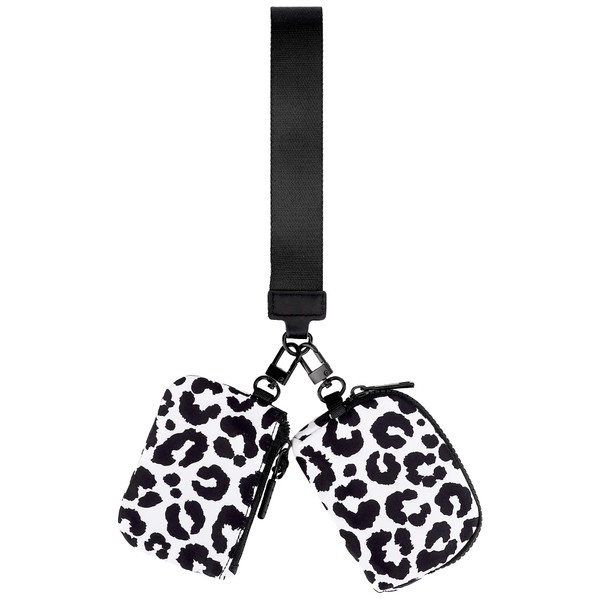 BUNCHBRAVO Wrist Keychain Mini Wallet for Women, Leopard Zip Around