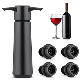 Zhejia Vacuum Pump Wine Stopper Set of 5 Champagne Stoppers Wine Stopper Vacuum Stopper Wine Saver Sealed Stopper Vacuum Storage Antioxidant Keeps Freshness Long Lasting Reusable, Easy to Use for Home