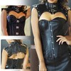 KUOIN Women's Gothic Shoulder Armor Harness with Rivets Leather Jacket