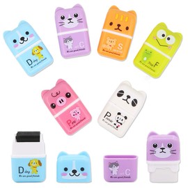 Geluode 6 Pcs Cute Pencil Eraser, Cartoon Animal Themed Roller Colorful Rectangle Eraser, Pencil Rubber Erasers for Kids School Office Supply Stationery