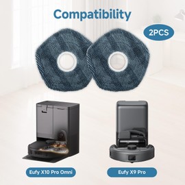 kclkda 2 Pack Washable Mop Cloths for eufy X10 Pro Omni & X9 Pro Robot Vacuums Reusable Soft Mopping Pads, Floor Cleaning Accessories, Compatible Replacement Parts