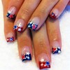24Pcs Red Blue White Star Press on Nails Short Square