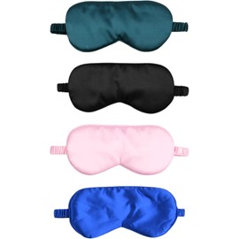 Antifaz Para Dormir Máscara De Ojos De Seda Imitación Doble Capa, Pack 4 Piezas Ajustable Tapa Ojos Bloqueo De Luz, Para Viajes Hogar Oficina, Hombre Y Mujer, 20.5x9.5cm