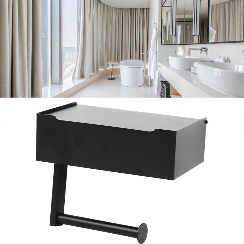 Toilet Tissue Holder Box Stainless Steel Black Wall Mounted Toilet