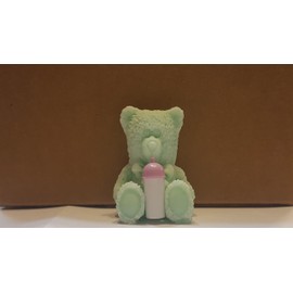 Decorative Handmade Soap Teddy Bear with Baby bottles set of 6 Green