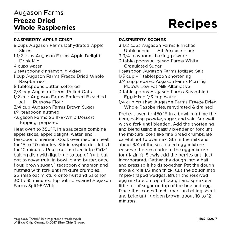 Augason Farms Freeze Dried Whole Raspberries #10 Can, 8 oz