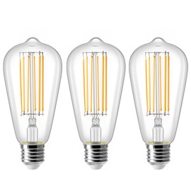ZIKEY E27 ST64 LED Edison Bulbs, 10W Filament Bulb (Equivalent to 100W), 2700K Warm White, 1000LM, Retro Old Fashioned Style Antique Bulb, Not Dimmable, AC220V-240V, 3 Pack
