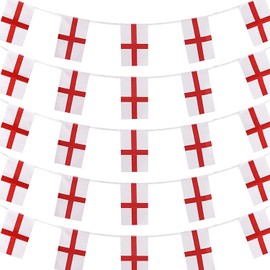 England Flag Banner, 10 m Long, 30 Pieces, Rectangular Bunting Flags, St. George Cross Bunting for National, St. George Day, World Cup 2022, World Cup Euro Sports, Football World Cup Decorations