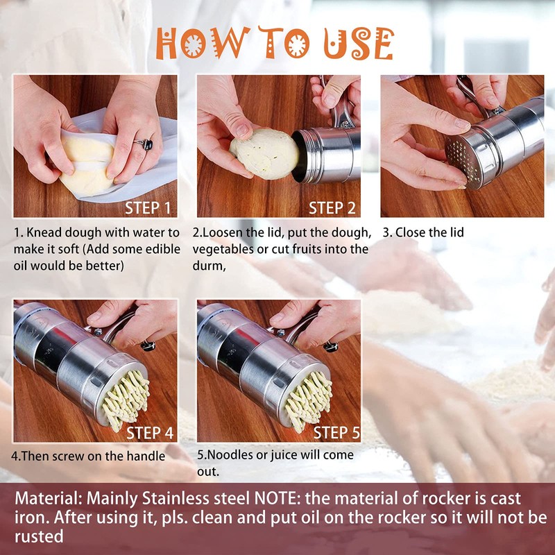 anmas power Noodle Maker Manual Pasta Machine Stainless Steel Pasta