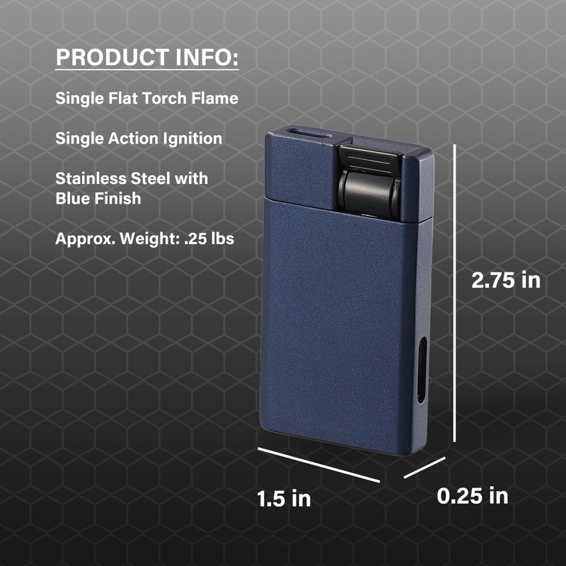 Visol Flatso Torch Lighter Flat Flame Refillable Gas Butane Lighter,