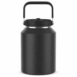 Termo de Acero Inoxidable al Vacío 64 oz con Asa y Popote, Negro