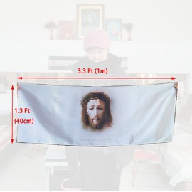 LYFOOHEART The Veil of Saint Veronica for Church Play 3.3x1.3 Feet Holy Face of Jesus The Saint Veil Life Size for Daily Wearing Decoration for Easter Lent and Holyweek