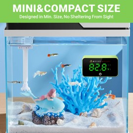 MoonOrange Digital Aquarium Thermometer, Stick-on Fish Tank Thermometer with LED Display, Wireless Aquarium Temperature Measurement with Battery-Change Tool and Extra Sticker. (Green*1)