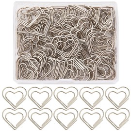 SOFPLATE 1 Box 100Pcs Mini Silver Heart Paperclips Cute Paper Clips Bulk Love Hearts Shaped Metal Journaling Paper Clamps Binder Clips Bookmarks for Document Sorting Organizers Wedding Office Supplies