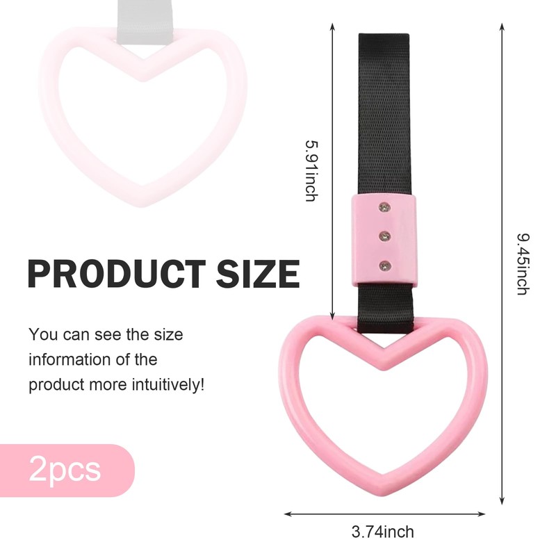 Zikefest 2PCS Heart Shaped Car Handle Straps, Rear Bumper Warning