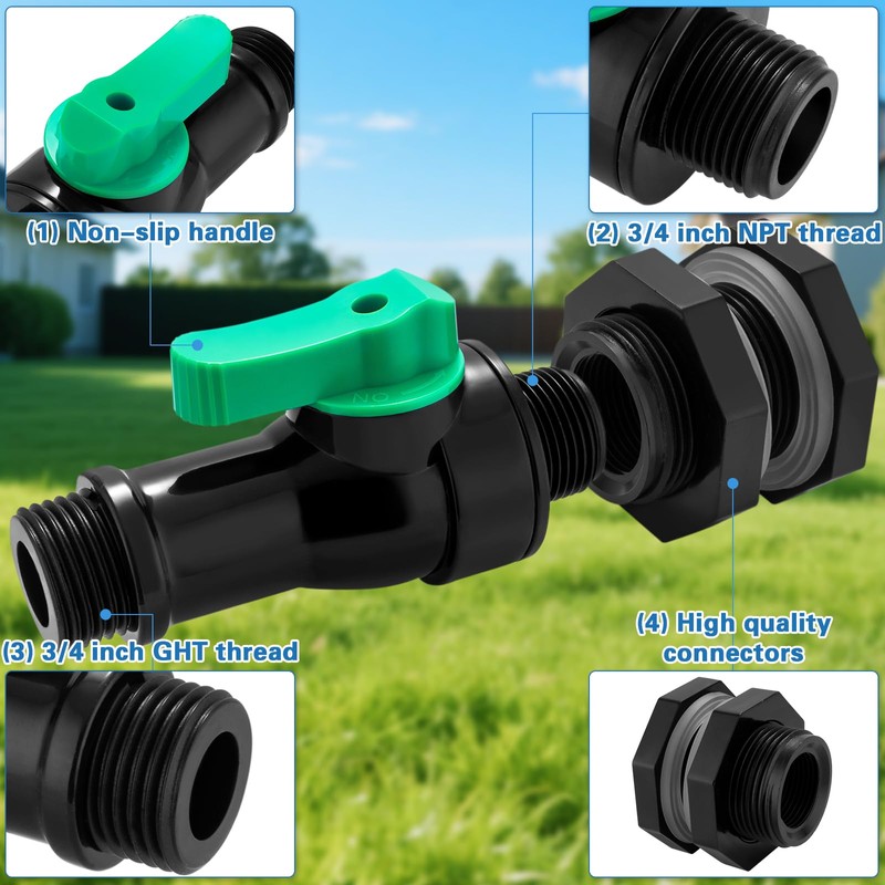 Plastics Rain Barrel Spigot Kit,High Flow Valve Core Water Tank