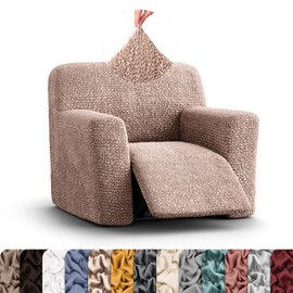 PAULATO BY GA.I.CO. Recliner Slipcover - Recliner Chair Cover - Soft Polyester Fabric Slipcover - 1-Piece Form Fit Stretch Furniture Protector - Microfibra - Blush Taupe (Recliner Cover)