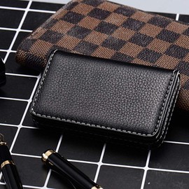 PU Leather Business Card Holder Credit Card Holder Business Card Holder with Magnetic Buckle for Men Women, black, Elegant