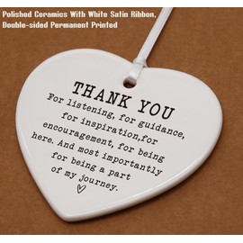 ZVMIS Thanksgiving Birthday Thank You Gift for Leader Boss Teacher Mentor Tutor Coach Godparents Best Friends-Ceramic Heart Ornament Keepsake Sign Plaque Decor Gift-Double-Sided Printing