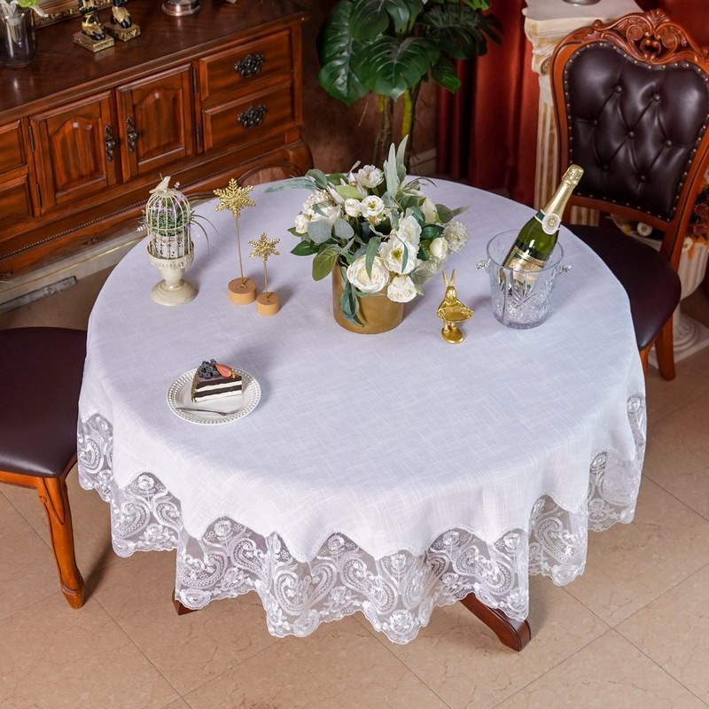 ARTABLE Lace Rectangular Tablecloths with Exquisite Macrame Border Clear Embroidered
