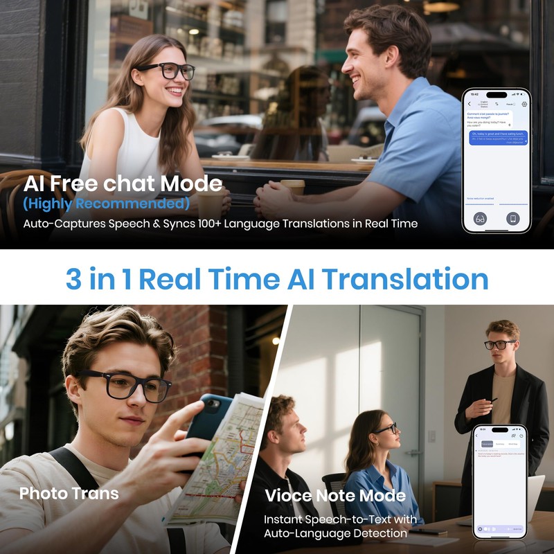 Cyxus AI Smart Glasses for Business Meetings - Real-Time Transcription