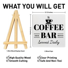 Coffee Table Decor, Bar Decoration Cafe Station Kitchen Home Decor Wooden Sign, Coffee Lover Gifts for Women Men, Served Daily
