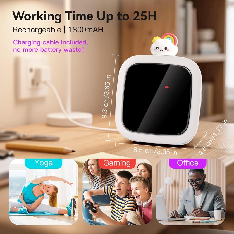 Yunbaoit Digital Visual Timer for Kids, Rechargeable 99-Minute Silent Countdown