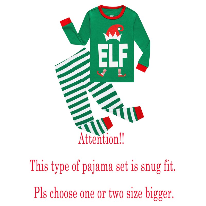 children Long Sleeve Pjs Family Matching Christmas Pajamas Cotton Elf