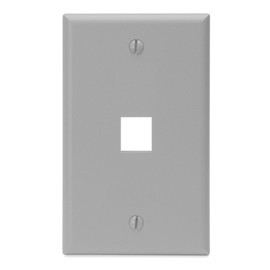 Leviton QuickPort Wallplate, Single Gang, 1-Port, 41080-1GP, Grey