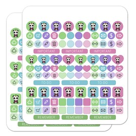 Cute Kawaii Unicorn Panda Holding Heart Planner Calendar Scrapbooking Crafting Sticker Set