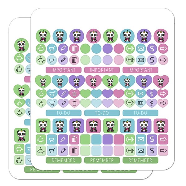 Cute Kawaii Unicorn Panda Holding Heart Planner Calendar Scrapbooking Crafting