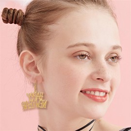 coadipress Happy New Year Earrings for Women Delicate Fashion Festive Holiday Cheer New Year Eve Party Dangle Drop Earrings New Years Party Statement Jewelry Surprise Gift (Gold)