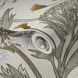 Peel & Stick Wallpaper 6ft x 2ft - Flower Medieval Grass Romantic Dandelion Field Custom Removable Wallpaper by Spoonflower