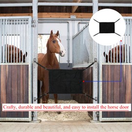 GAITWIN Horse Stall Guard with Swivel Snap Hook,Horse Stall Aisle Guard Fence with Ajustable Straps Strong Metal Push Gate Clip Equestrian Products (Black)