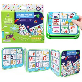 LinStyle Water Coloring Book for Kids, Magic Painting Books with Water Pen for Toddlers, Educational Learning Painting Book, Travel Toys for Kids, Gifts for Boys & Girls Ages 4, 5, 6, 7, 8, 9