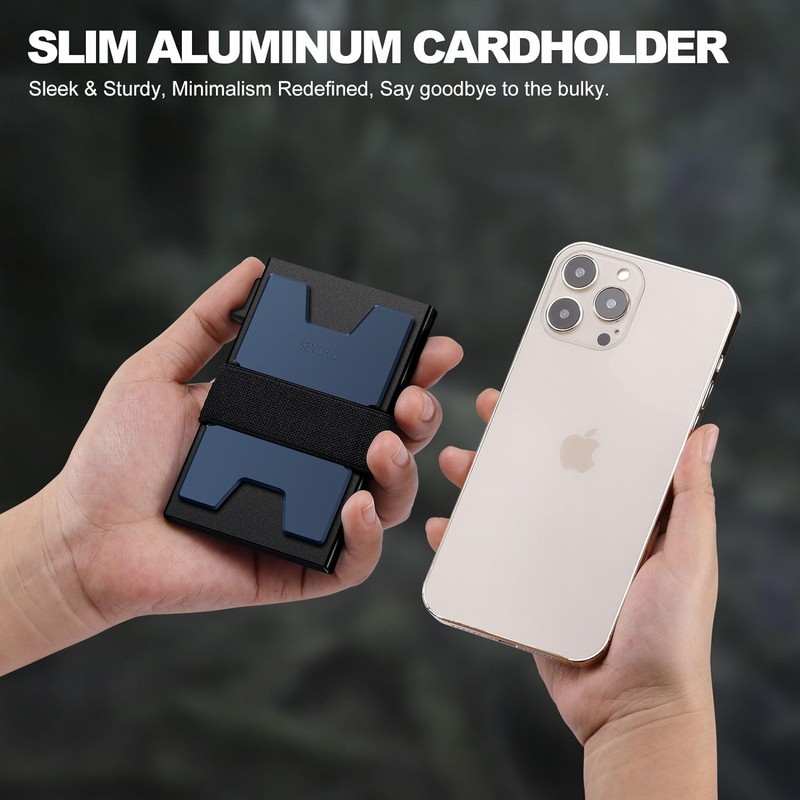 SEMORID Slim Aluminum Card Holder Wallet for Men, Durable Expandable
