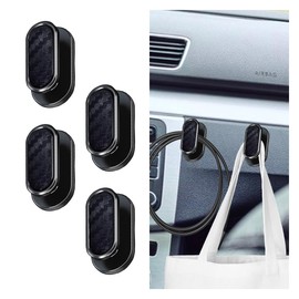 4 PCS Car Mini Hooks, Strong Self-Adhesive Backseat Hangers, Multifunctional Wall Hanging Hooks, Universal Hook Stickers for Key Charging Cable Earphone Car Interior Accessories (Carbon Fiber)