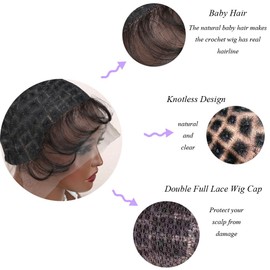 Glueless Crochet Wig Cap with Baby Hair Lace Front - Braided Full Lace Wig Cap with Natural Knots for Black Women - 113 Knot
