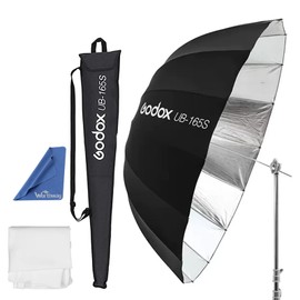 Godox 65''/165cm Umbrella Softbox UB-165S, Parabolic Photography Umbrella Reflector with Diffuser Cloth and Carrying Bag (Silver Inner)