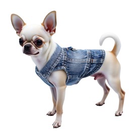 Puppy Clothes for Small Dogs Boy,Classic Western Denim Dog Coat,Dog Jeans Jacket with Leash D-Ring,Pet Cat Costumes,Cooling Harness Vest for Walking (Blue, Large)