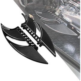 HDBUBALUS Motorcycle Floorboards CNC Tomahawk Front Rear Footboards Footpegs Fit for Harley Touring Electra Glide Street Glide Road Glide Softail Dyna Black
