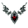 Ivy Leaf Red Stone Gothic Victorian Style Necklace Deathrock Pendant