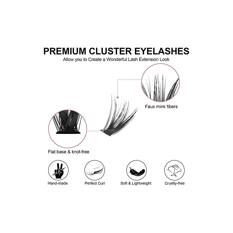 Fenshine Cluster Eyelash Extensions 240pcs 20D/40D Cluster Eyelashes Mixed, 0.07