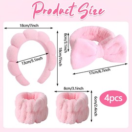 XOXVURI Set of 4 Hair Bands Cosmetics Spa Headband For Washing The Face Skin Care Headbands Make-Up Hair Band Headband Wrist Wash Band Set For Women Girls Yoga Sports Shower Makeup Removal