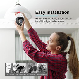 Light Bulb Security Camera Outdoor Waterproof 2K, SYMYNELEC 2.4GHz Wireless WiFi Light Socket Security Camera, 4MP Smart Cam with Color Night Vision Human Motion Detection IP65 Works with Alexa Google