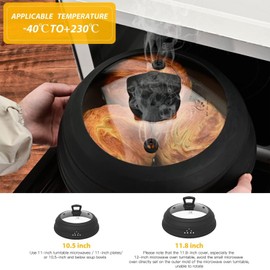 Collapsible Microwave Splatter Cover, Glass Microwave Cover for Food with Handle, Silicone Food Cover Steam Vents Keeps Microwave Oven Clean Dishwasher Safe (10.5 inch)