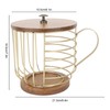 Coffee Pod Holder Iron Large Capacity Space Saving Wooden Base